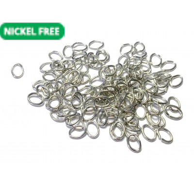 7 x 5mm Oval Jump Rings - Silver Tone
