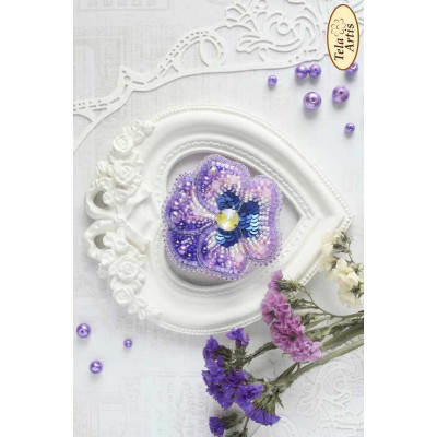Bead Art Brooch Embroidery Kit - Viola Rococo