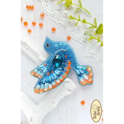 Bead Art Brooch Embroidery Kit - Blue Bird