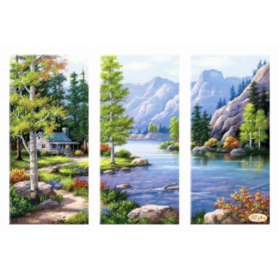 Bead Art Kit - Lakeside Cottage Triptych Bead Art Kit - Lakeside Cottage Triptych