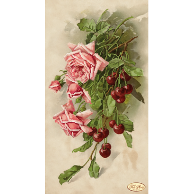 Bead Art Kit - Hanging Pink Roses with Cherries