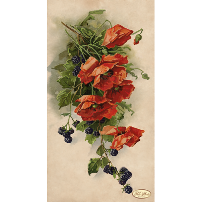 Bead Art Kit - Hanging Red Poppies with Blackberries