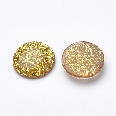 Cabochons with Glitter Powder - Gold Tone