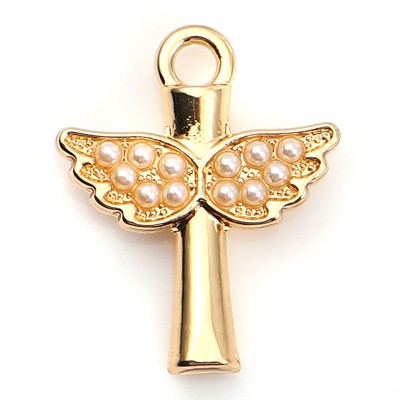 Angel Wing with Imitation Pearl Charm - Pack of 2