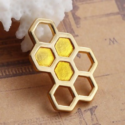 Honeycomb Charm - Gold Platted 