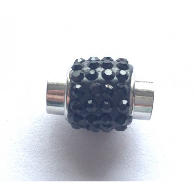Rhinestone Magnetic Catch for 8mm Cord – Silver Tone