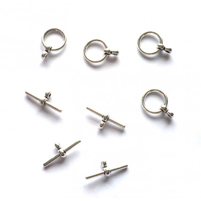 Round Toggle Clasps and Bars – Silver Tone