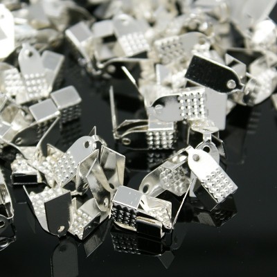 Fold Over Cord Ends – Silver Tone