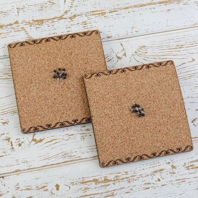 6mm Cork Board Inlay with 10 Push Pins - Pack of 2