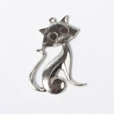 Cat Pendant/ Feature Charm – Silver Tone