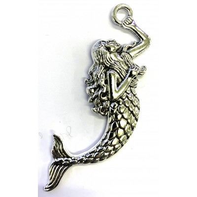 Mermaid Pendant/ Feature Charm – Silver Tone