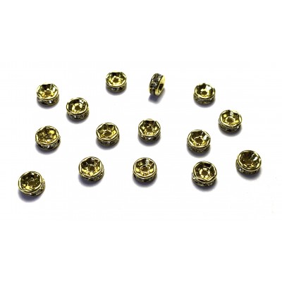 6mm Crystal Rhinestone Rondell - Gold Tone