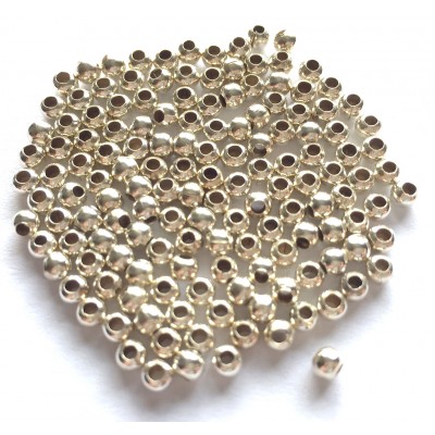 3mm Round Metal Beads - Silver Tone