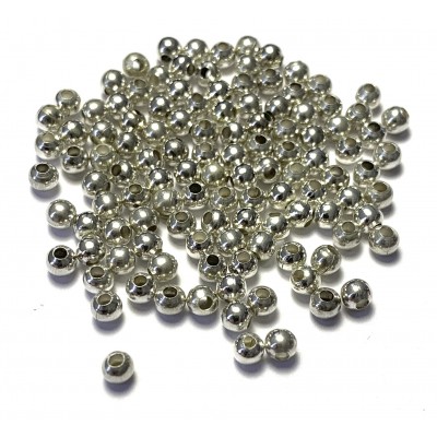 4mm Round Metal Beads – Silver Tone
