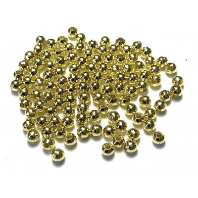 4mm Round Metal Spacer Beads - Gold Tone