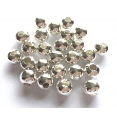 8mm Round Metal Beads - Silver Tone