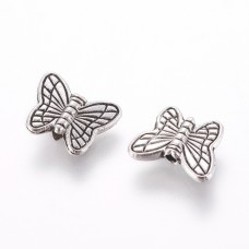 Butterfly Spacer Beads - Silver Tone