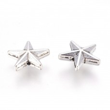Star Spacer Beads - Silver Tone