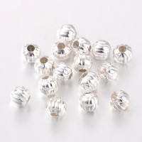 5mm Corrugated Spacer Beads - Silver Tone