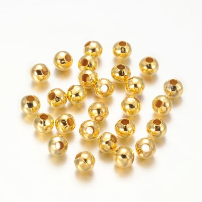 5mm Round Metal Beads - Gold Tone