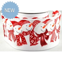 62mm Wired Snowman Printed Ribbon