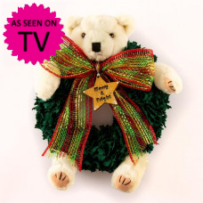 Christmas Teddy Fabric Wreath 
