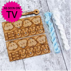 Macrame Easter Egg Bunny with Sizing Jig - Blue / White